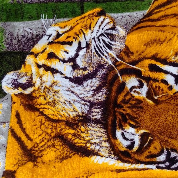 Vintage Wall Tapestry Jungle Tiger Couple Made In Turkey - Picture 5 of 7